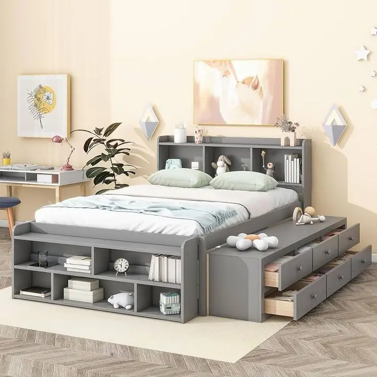A platform bed with drawers for smart storage