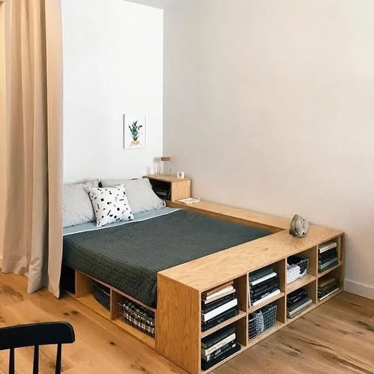 A bare-bones bed setup highlights decluttering minimalist magic