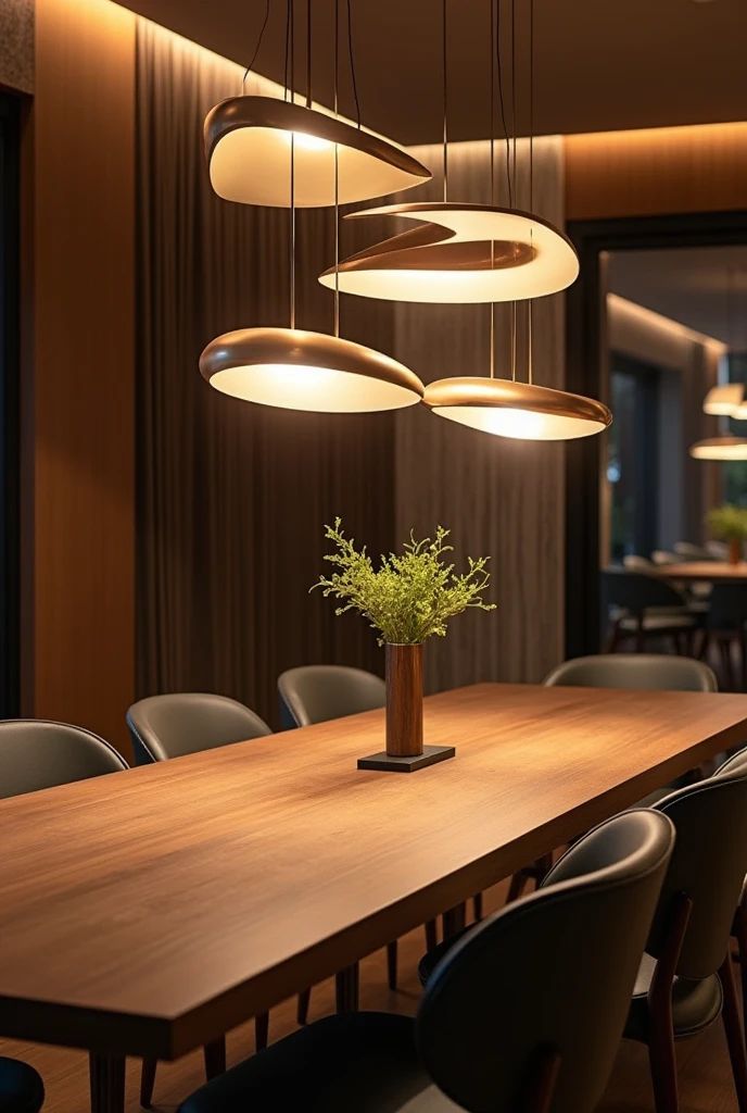 Elegant Dining Room with Sculptural Lighting