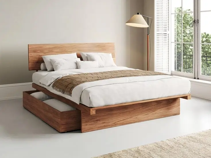 A simple bedroom with storage bed at the bottom to keep everything in order