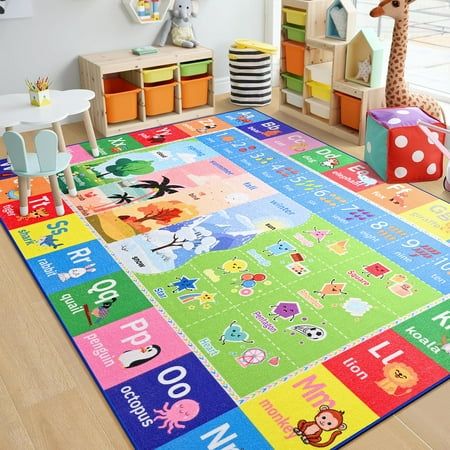 Kids Play Rug Educational & Fun Carpet Gaming Area Rugs for Kids Room Bedroom Playroom