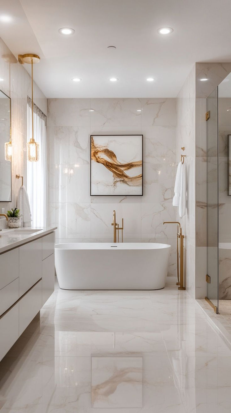 Modern Luxury Master Bathroom with Tile Elegant Design Idea